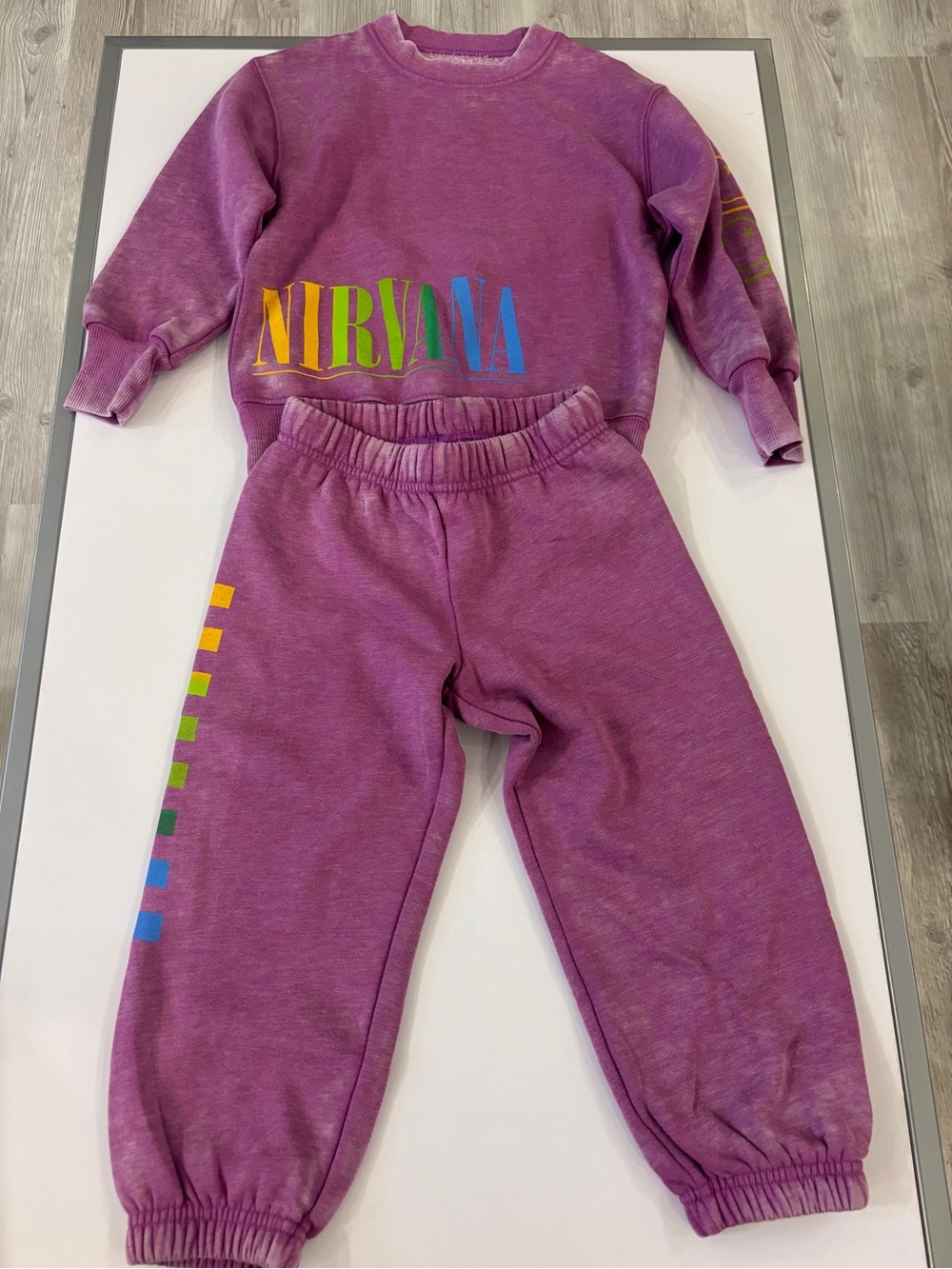 Rowdy Sprout Purple Sweatshirt & Jogger Set with Rainbow Logo